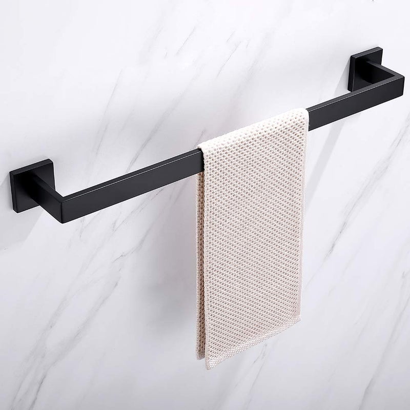 TASTOS 23.6 Inch Black Single Towel Bar Rack, SUS 304 Stainless Steel Bathroom Towel Bar Heavy Duty Towel Holder Kitchen Towel Rod, Wall Mount with Screws Towel Bar Rod Matte Black Finish - Image 2